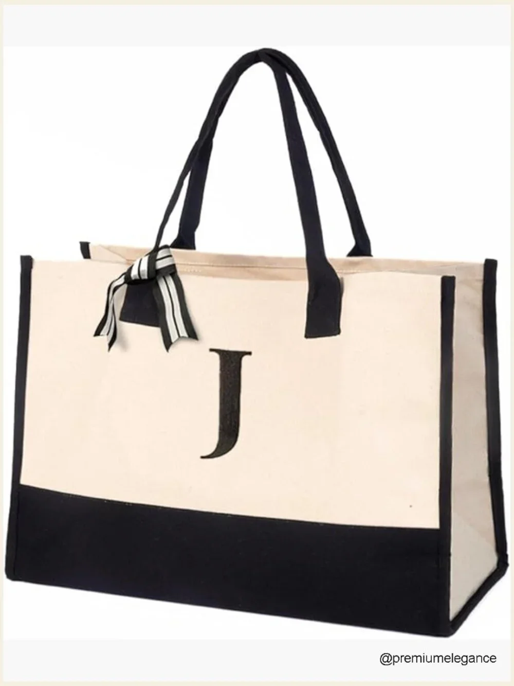 Personalized Initial Canvas Tote Bag Monogrammed Large Cotton Tote for Women